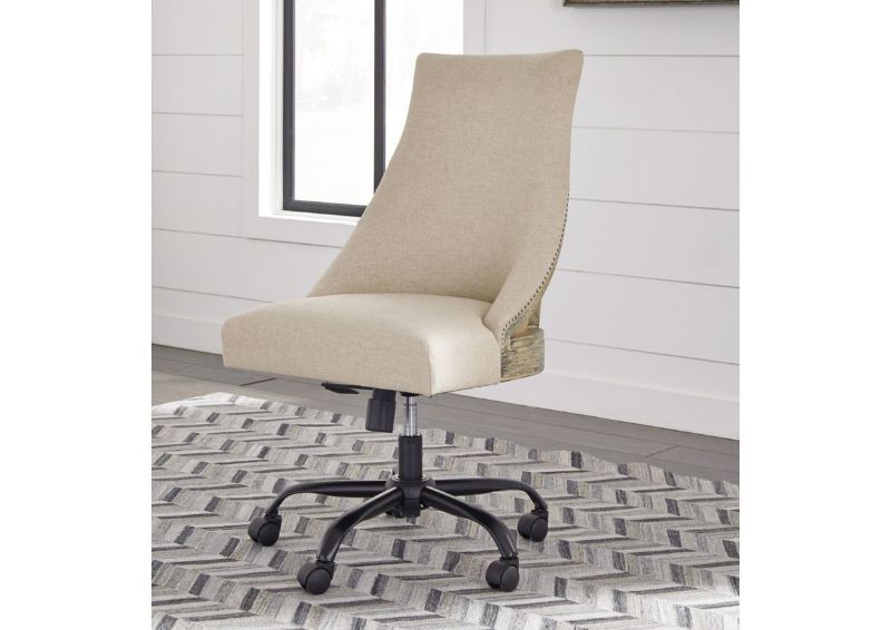 Off White Linen Swivel Desk Chair by Ashley Furniture Showing the Room View | Home Furniture Plus Bedding