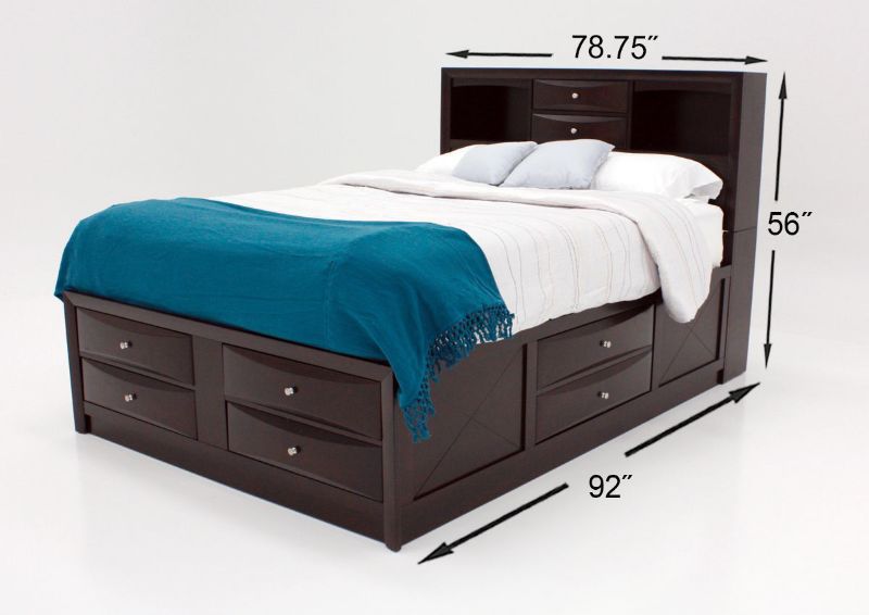Warm Brown Emily King Size Bedroom Set by Crown Mark Showing the King Bed Dimensions | Home Furniture Plus Bedding
