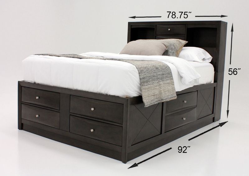 Gray Emily King Size Bedroom Set by Crown Mark Showing the King Bed Dimensions | Home Furniture Plus Bedding