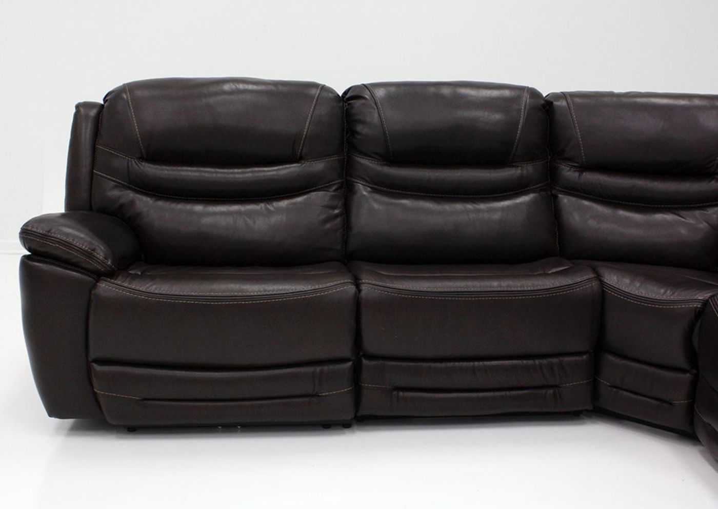 Brown Dallas POWER Reclining Sectional Sofa Showing the Left Sofa View | Home Furniture Plus Bedding