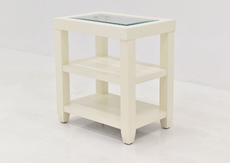 Crisp White Urban Chairside Table by Jofran Showing the Front View | Home Furniture Plus Bedding