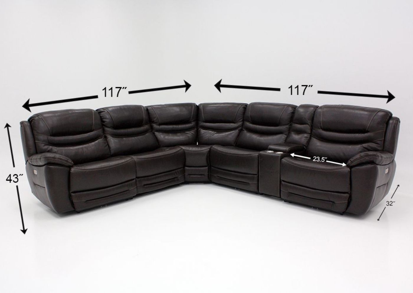 Brown Dallas POWER Reclining Sectional Sofa Dimensions | Home Furniture Plus Bedding