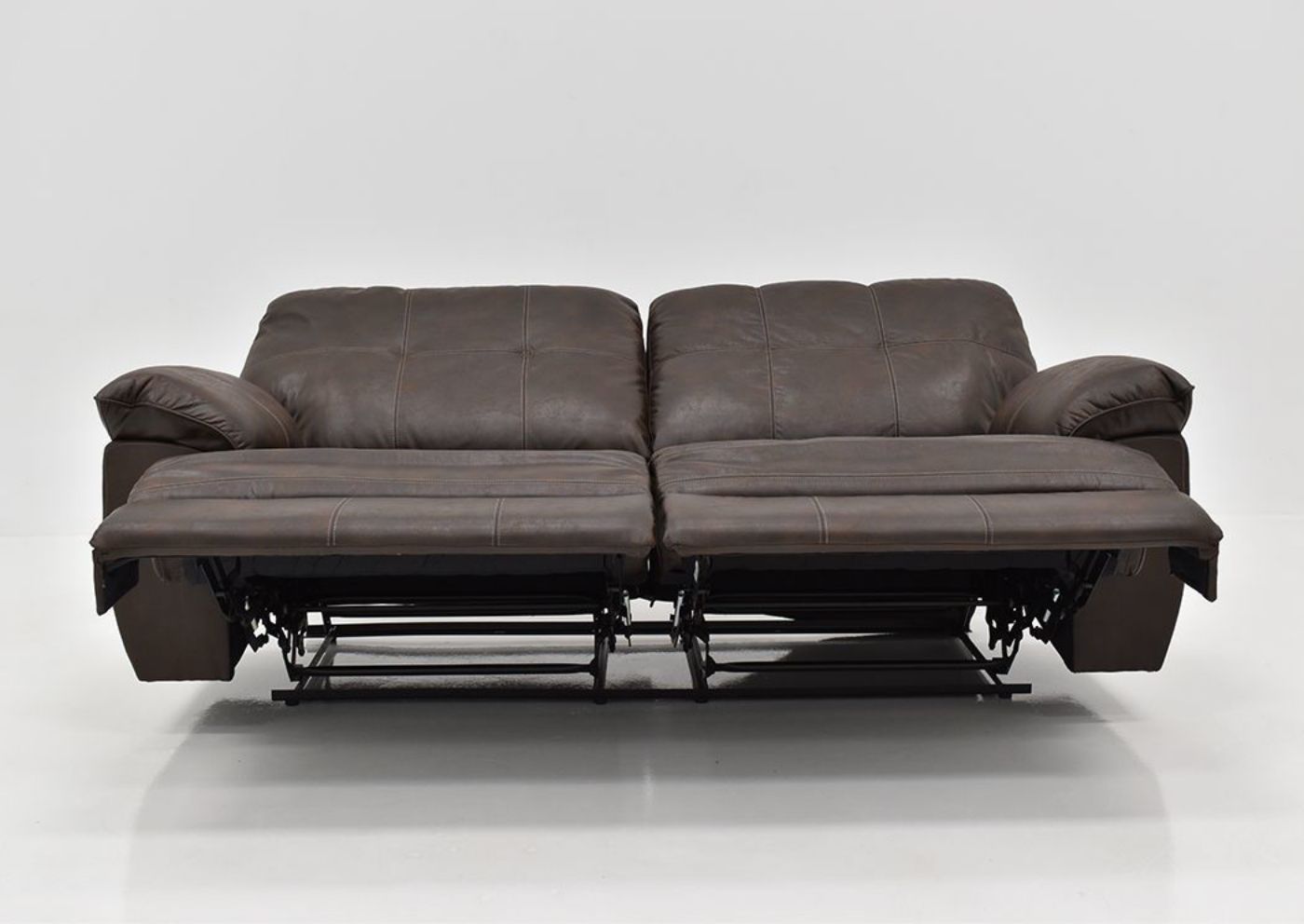 Brown Hollister Reclining Sofa by Standard Furniture - Showing the Sofa Facing Front Fully Reclined | Home Furniture Plus Bedding