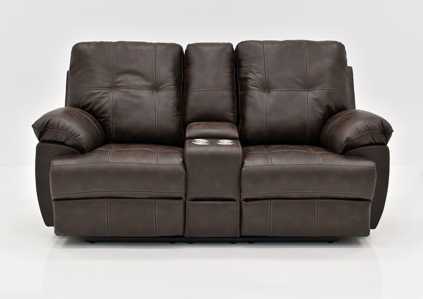 Brown Hollister Reclining Loveseat by Standard Facing Front | Home Furniture Plus Mattress