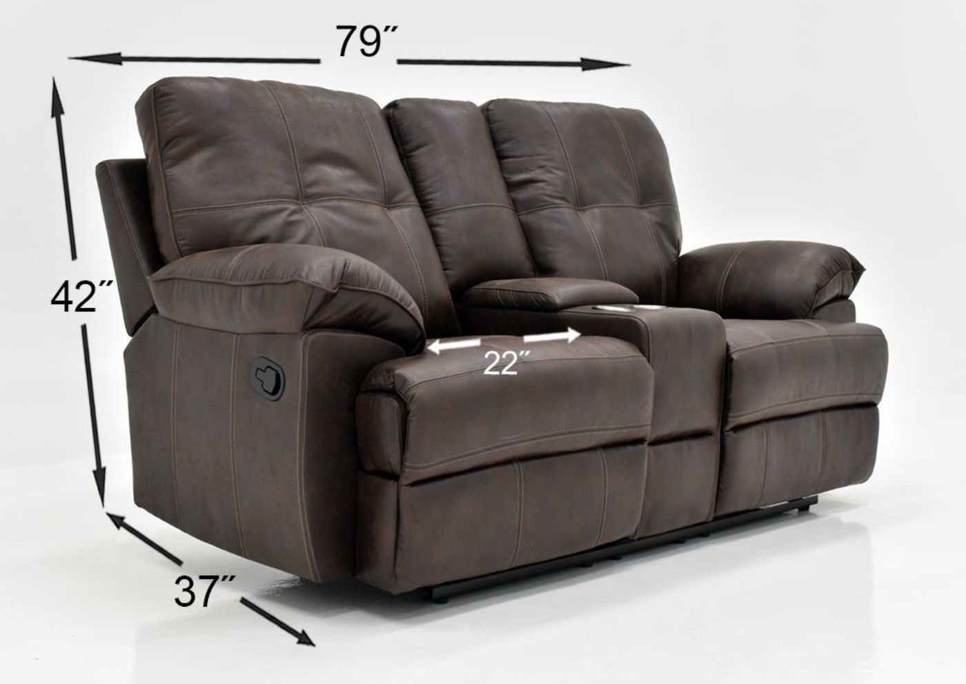 Brown Hollister Reclining Loveseat by Standard Showing the Dimensions | Home Furniture Plus Mattress