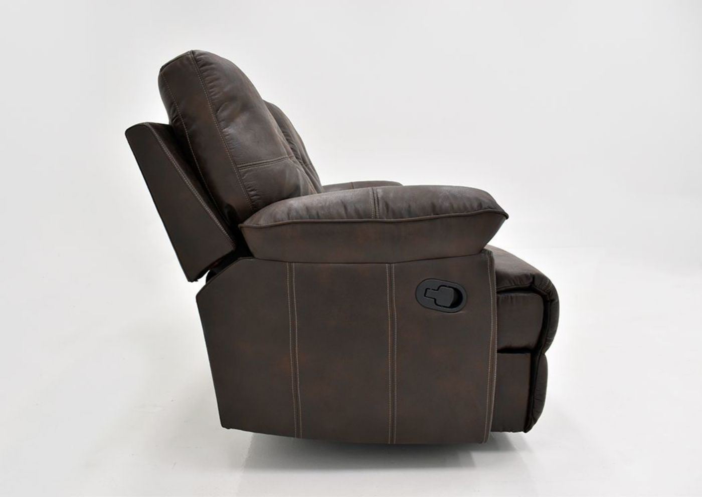 Brown Hollister Reclining Loveseat by Standard Showing the Side View | Home Furniture Plus Mattress