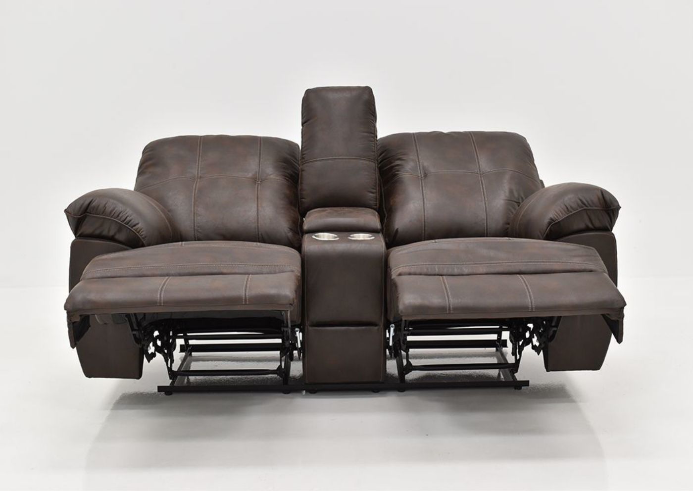 Brown Hollister Reclining Loveseat by Standard Facing Front in a Fully Reclined Position | Home Furniture Plus Mattress