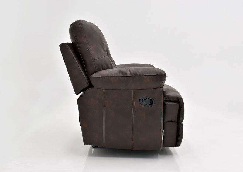 Brown Hollister Recliner by Standard Showing the Side View | Home Furniture Plus Mattress