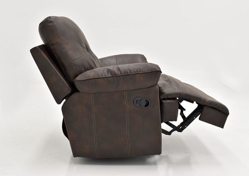 Brown Hollister Recliner by Standard Showing the Side View With the Recliner Open | Home Furniture Plus Mattress