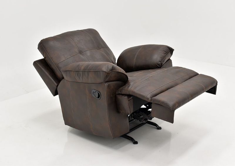 Brown Hollister Recliner by Standard Showing the Angle View With the Recliner Open | Home Furniture Plus Mattress
