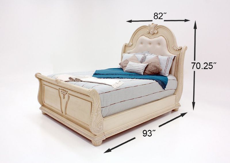 White Stanley King Size Bedroom Set by Crown Mark Showing the King Bed Dimensions | Home Furniture Plus Bedding