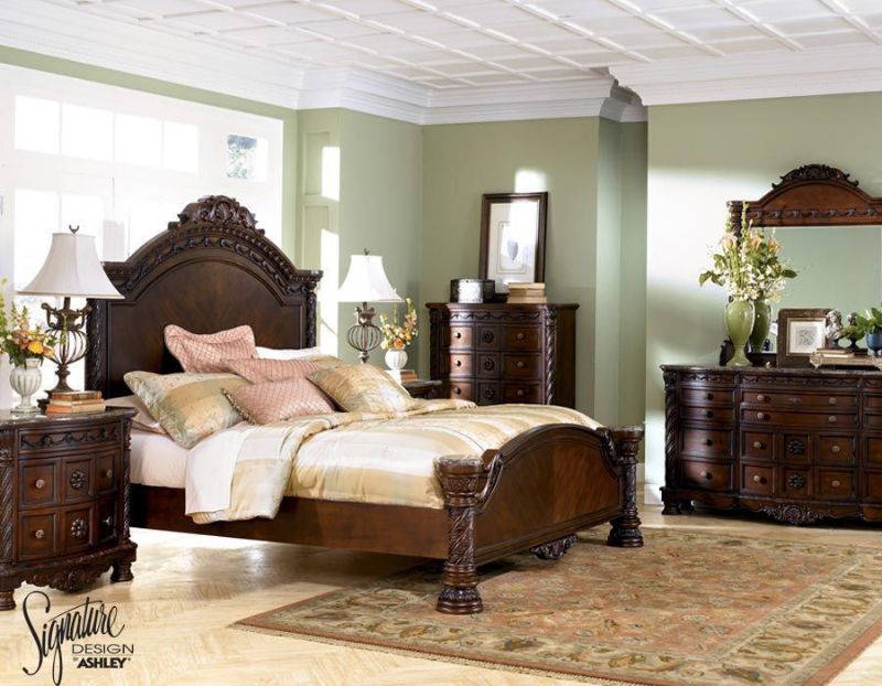 Warm Brown North Shore King Size Bedroom Set by Ashley Furniture Showing the Room Setting  | Home Furniture Plus Bedding