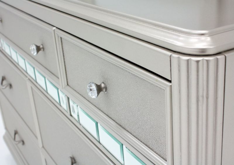 Regency Dresser with Mirror Front Drawer and Side Edge Details | Home Furniture Plus Bedding