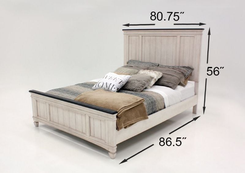 Antique White Sawyer King Size Bedroom Set by Crown Mark Showing the King Bed Dimensions | Home Furniture Plus Bedding