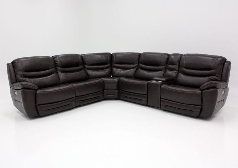 Front Facing View of the Dallas POWER Reclining Sectional Sofa with Brown Upholstery | Home Furniture Plus Bedding