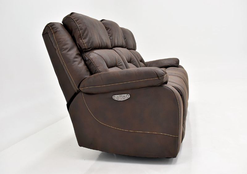 Brown Aria POWER Reclining Sofa by Steve Silver Showing the Side View | Home Furniture Plus Bedding
