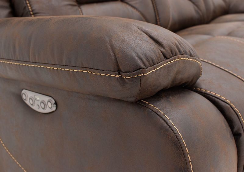 Brown Aria POWER Reclining Sofa by Steve Silver Showing the Pillow Arm Detail | Home Furniture Plus Bedding