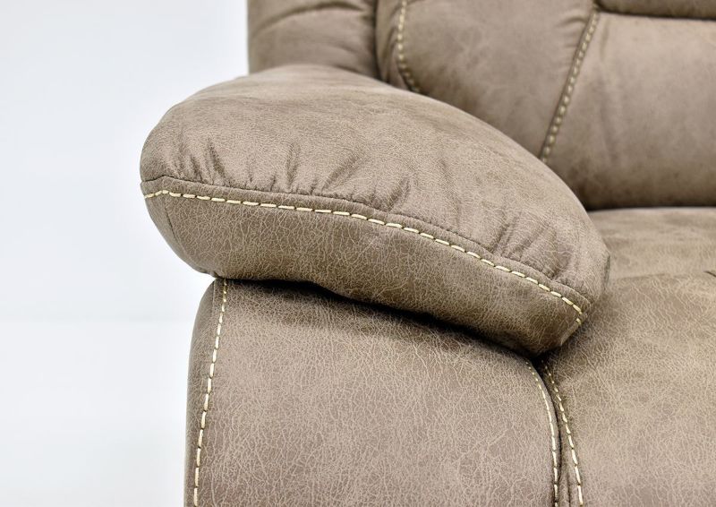 Light Sand Brown Aria POWER Reclining Sofa by Steve Silver Showing the Pillow Arm Detail | Home Furniture Plus Bedding