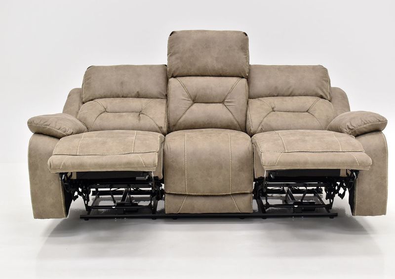 Light Sand Brown Aria POWER Reclining Sofa by Steve Silver Showing the Front View in a Fully Reclined Position | Home Furniture Plus Bedding