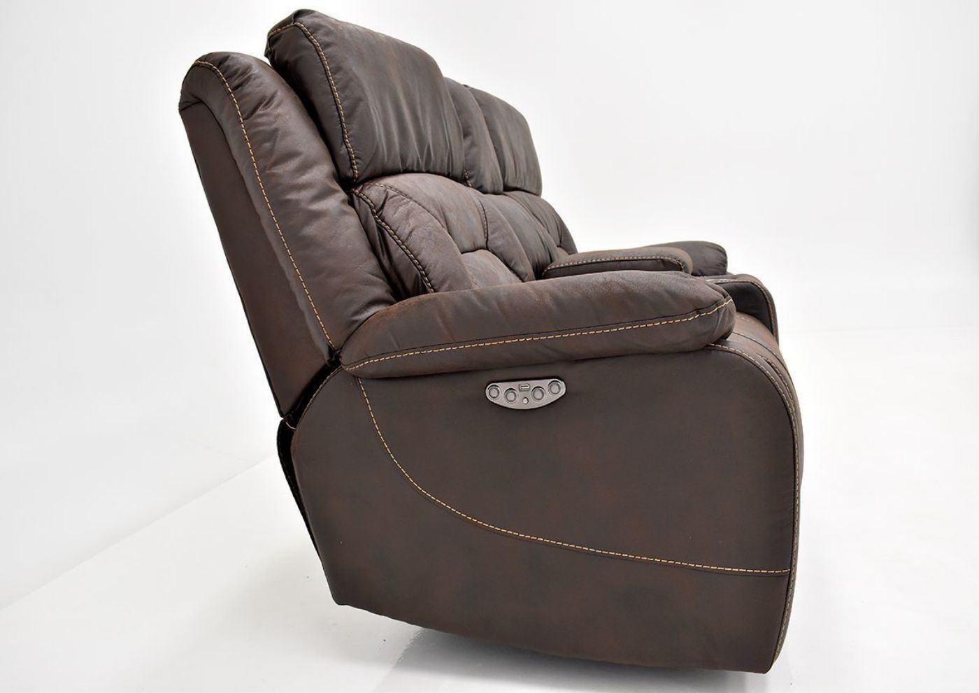 Brown Aria POWER Reclining Loveseat by Steve Silver Showing the Side View | Home Furniture Plus Bedding