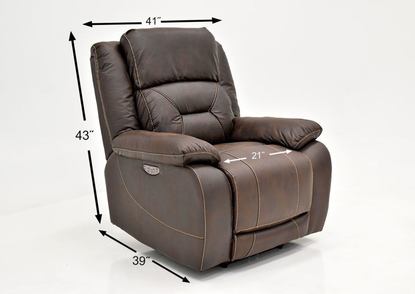 Dark Brown Aria POWER Recliner by Steve Silver Showing the Dimensions | Home Furniture Plus Bedding
