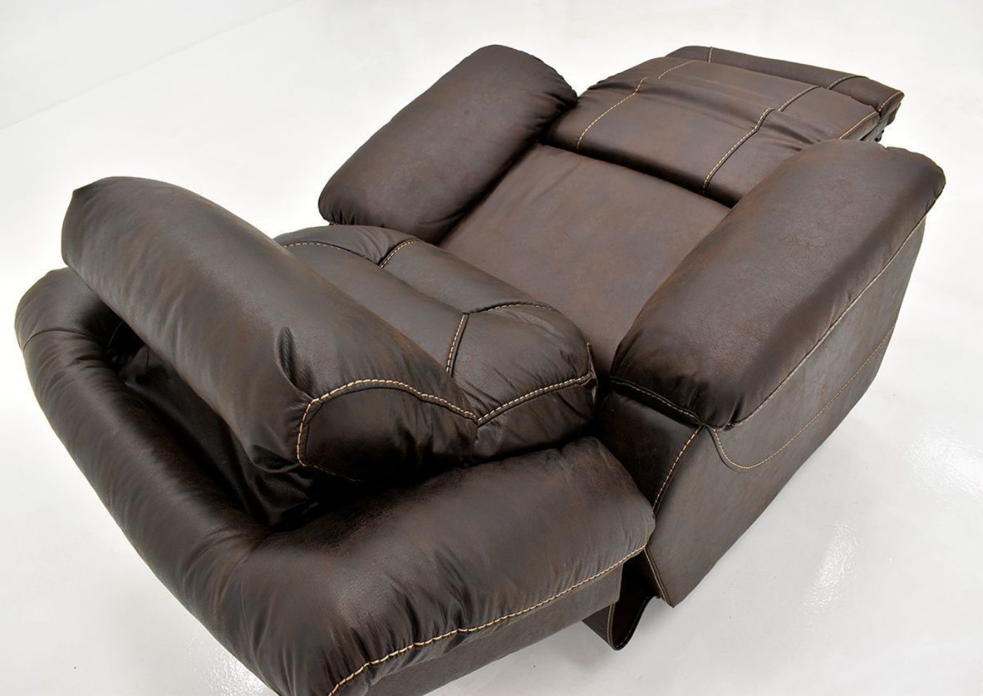 Dark Brown Aria POWER Recliner by Steve Silver Showing the Angle View With the Chaise Open From the Back | Home Furniture Plus Bedding
