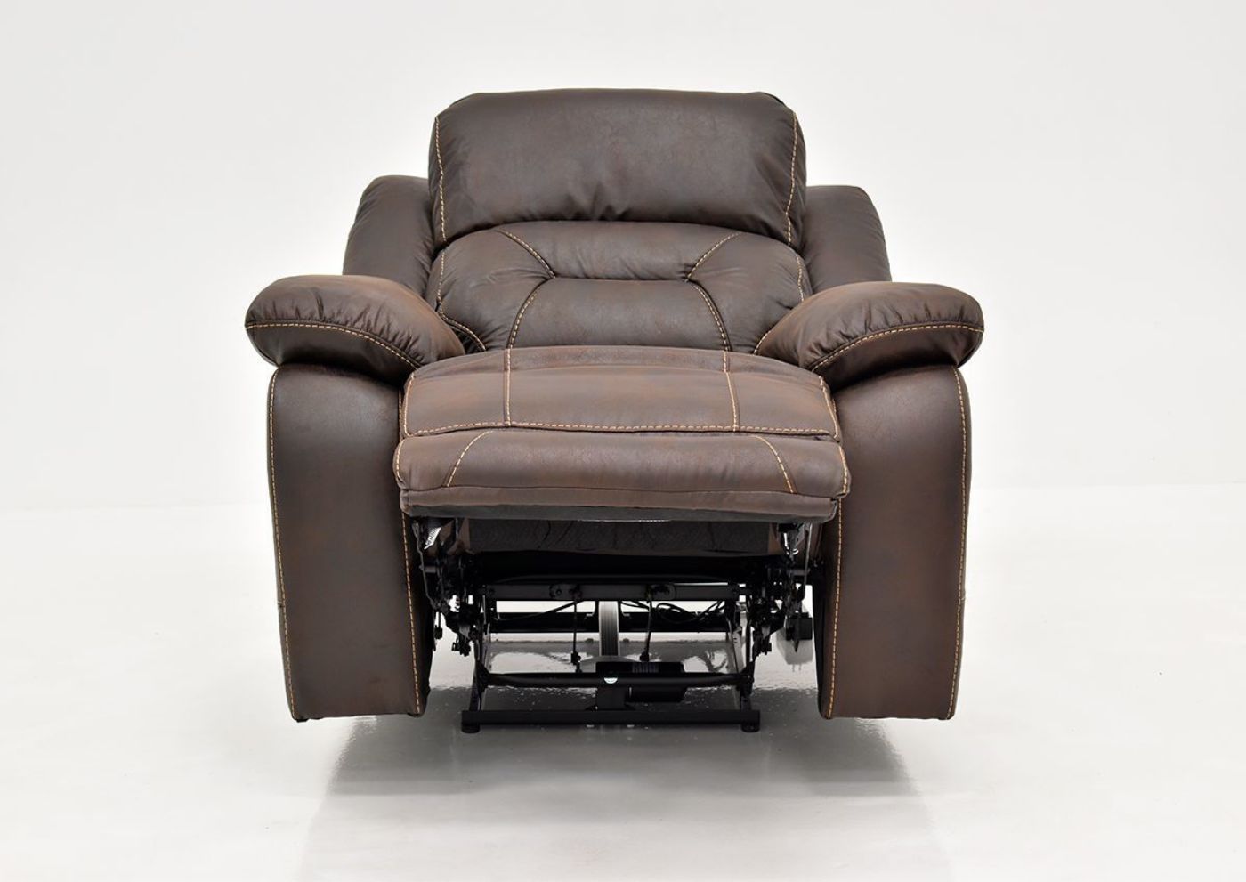Dark Brown Aria POWER Recliner by Steve Silver Showing the Front View in a Fully Reclined Position | Home Furniture Plus Bedding