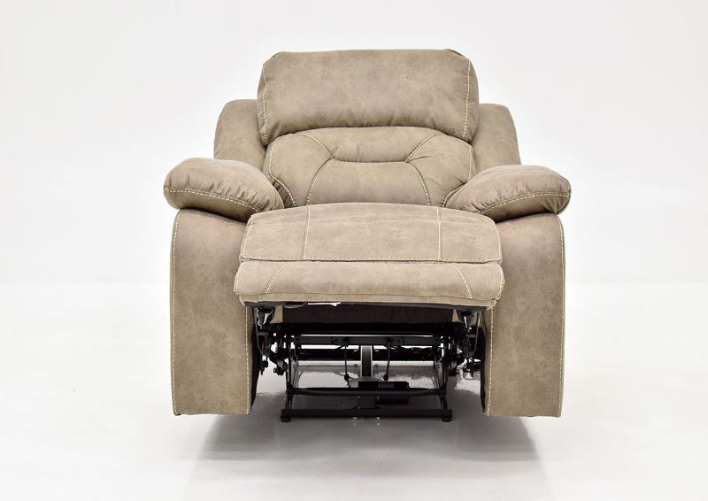 Sand Aria POWER Recliner by Steve Silver Showing the Front View in a Almost Flat Reclined Position | Home Furniture Plus Bedding