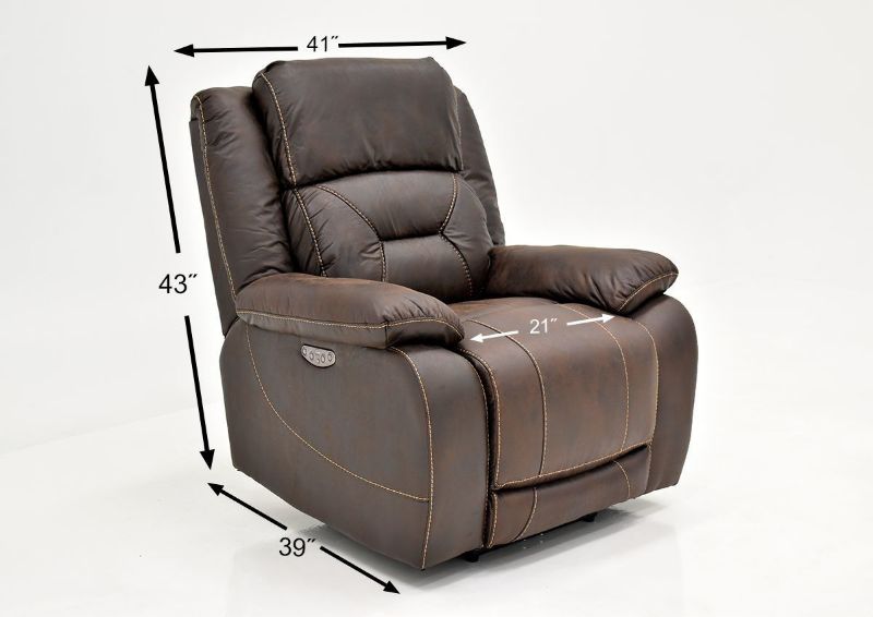 Dark Brown Aria POWER Reclining Sofa Set by Steve Silver Showing the Recliner Dimensions | Home Furniture Plus Bedding