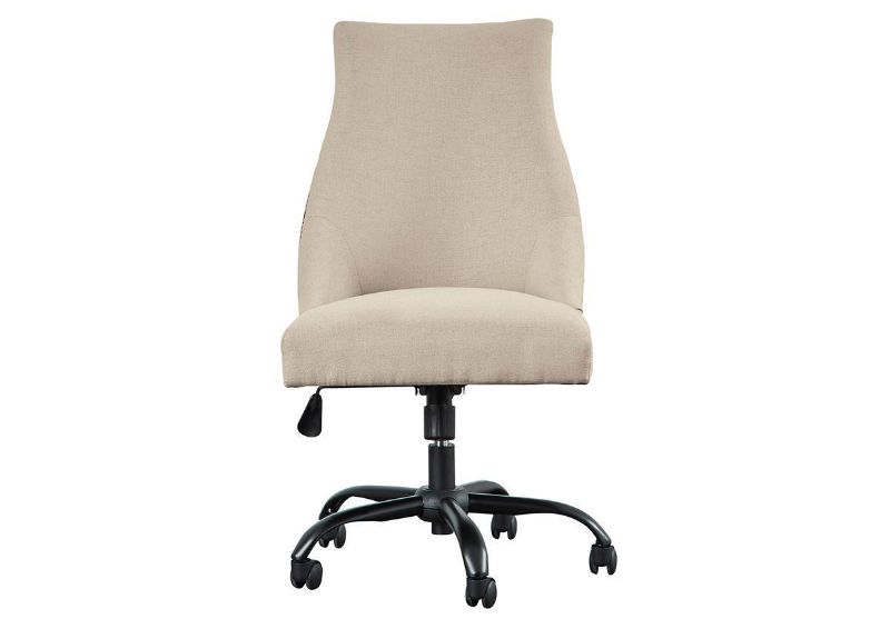 Off White Linen Swivel Desk Chair by Ashley Furniture Showing the Front View | Home Furniture Plus Bedding