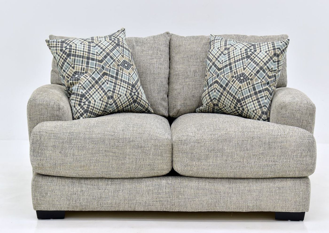 Light Gray Crosby Loveseat by Franklin Furniture Showing the Front View, Made in the USA | Home Furniture Plus Bedding