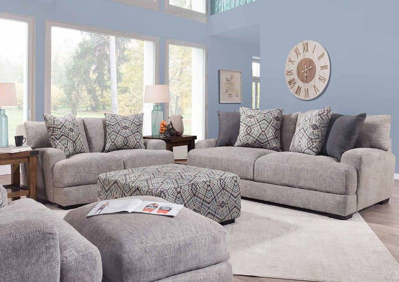 Light Gray Crosby Sofa Set by Franklin Furniture Showing a Room Setting, Made in the USA | Home Furniture Plus Bedding