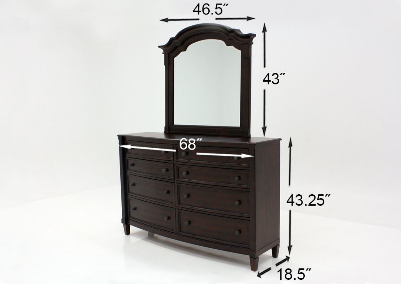Brown Mallory King Size Bedroom Set by Standard Showing the Dresser with Mirror Dimensions | Home Furniture Plus Bedding