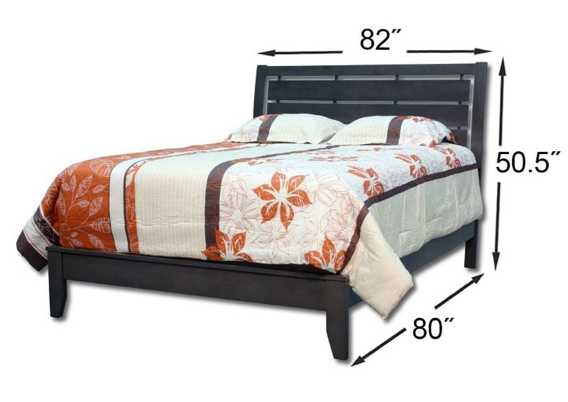 Gray Marshall King Size Bedroom Set Showing the King Size Bed Dimensions,  Made in the USA | Home Furniture Plus Bedding