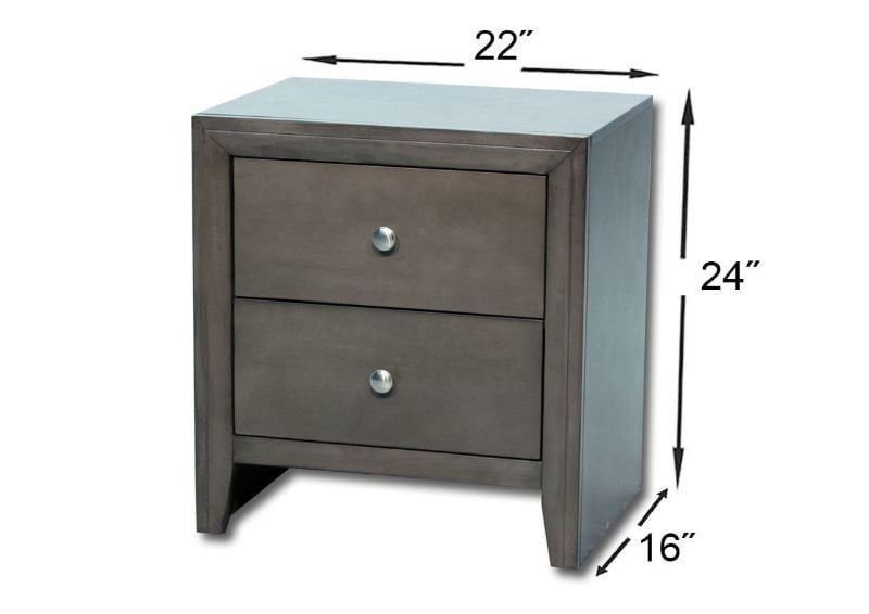 Gray Marshall King Size Bedroom Set Showing the Nightstand Dimensions, Made in the USA | Home Furniture Plus Bedding