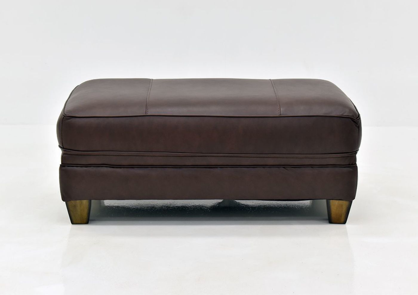 Brown Leather Monaco Ottoman by Franklin Furniture Showing the Front View, Made in the USA | Home Furniture Plus Bedding