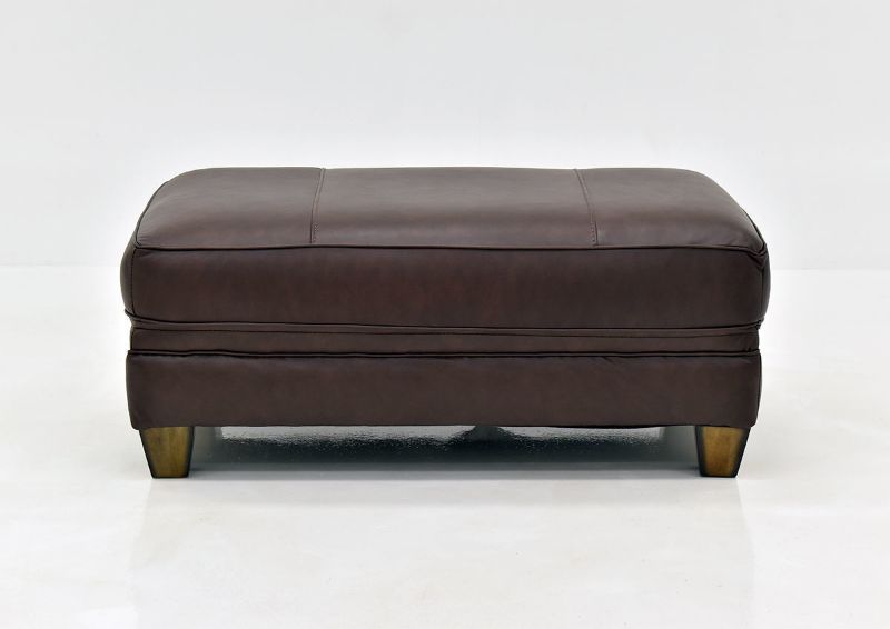 Brown Leather Monaco Ottoman by Franklin Furniture Showing the Front View, Made in the USA | Home Furniture Plus Bedding