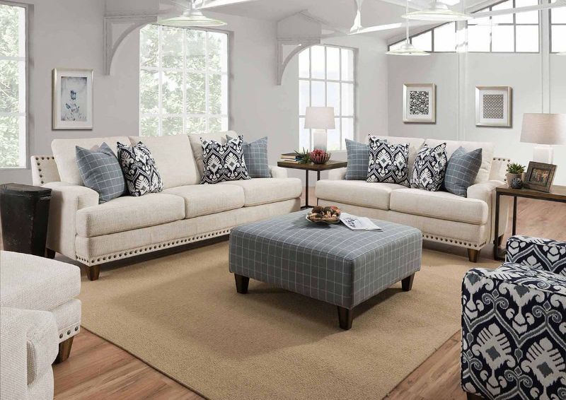 Off White Brynwood Sofa Set by Franklin Furniture, Showing the Room View, Made in the USA | Home Furniture Plus Bedding