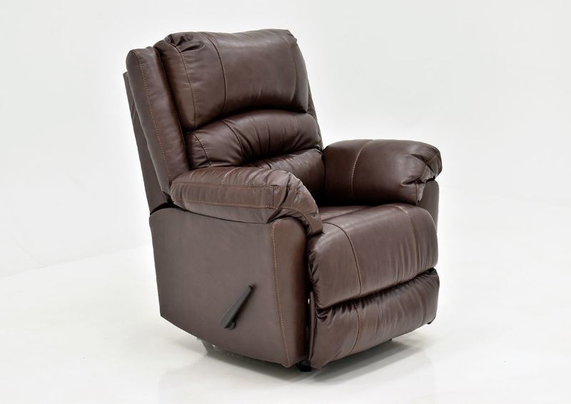 Brown Bellamy Leather Recliner by Franklin Furniture, Showing the Angle View, Made in the USA | Home Furniture Plus Bedding