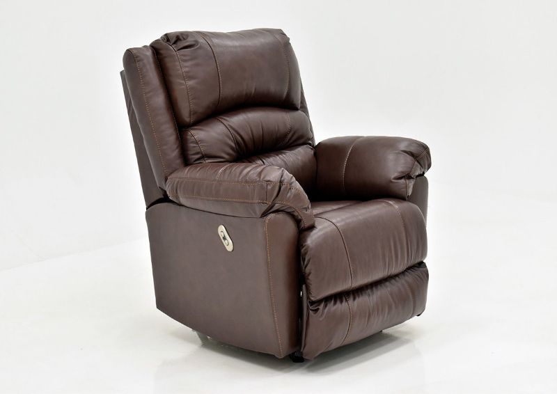 Brown Bellamy POWER Leather Recliner Set by Franklin Furniture, Showing the Angle View, Made in the USA | Home Furniture Plus Bedding
