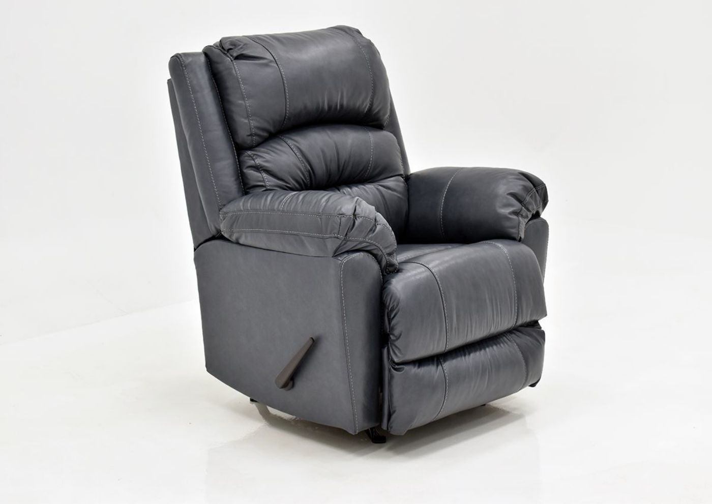 Navy Blue Bellamy Leather Recliner by Franklin Furniture, Showing the Angle View, Made in the USA | Home Furniture Plus Bedding