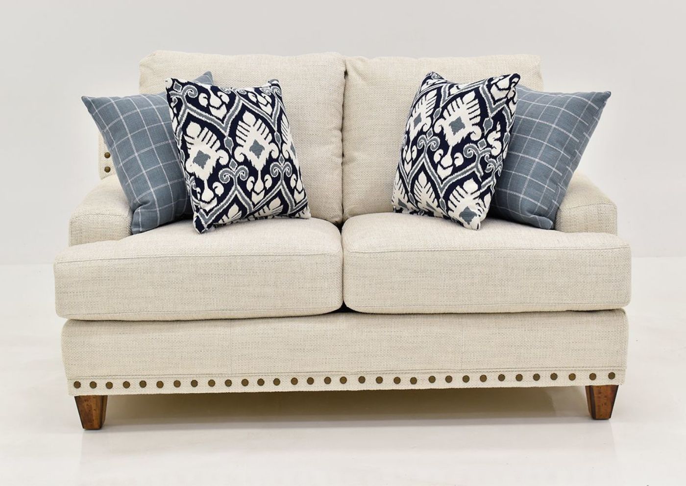 Off White Brynwood Sofa Set by Franklin Furniture, Showing the Loveseat Front View, Made in the USA | Home Furniture Plus Bedding