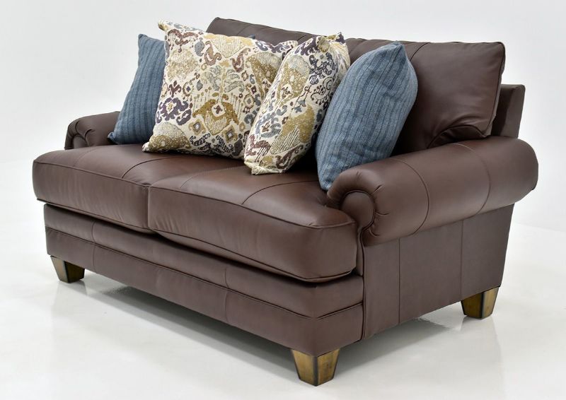 Brown Leather Monaco Loveseat by Franklin Furniture Angled View | Home Furniture Plus Bedding
