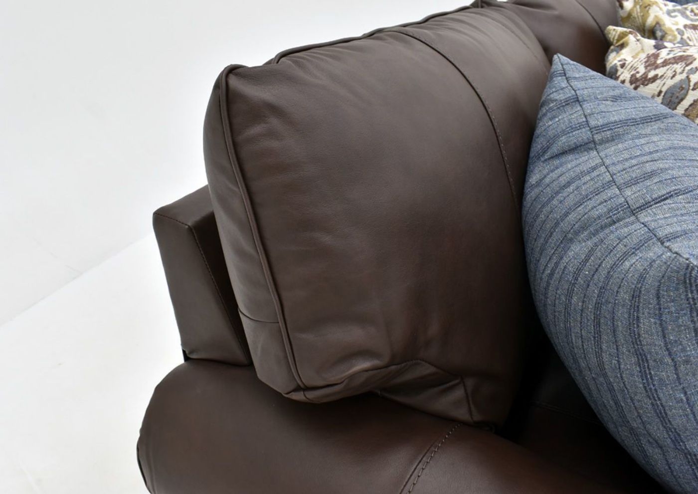 Brown Leather Monaco Loveseat by Franklin Furniture View of Back Corner | Home Furniture Plus Bedding