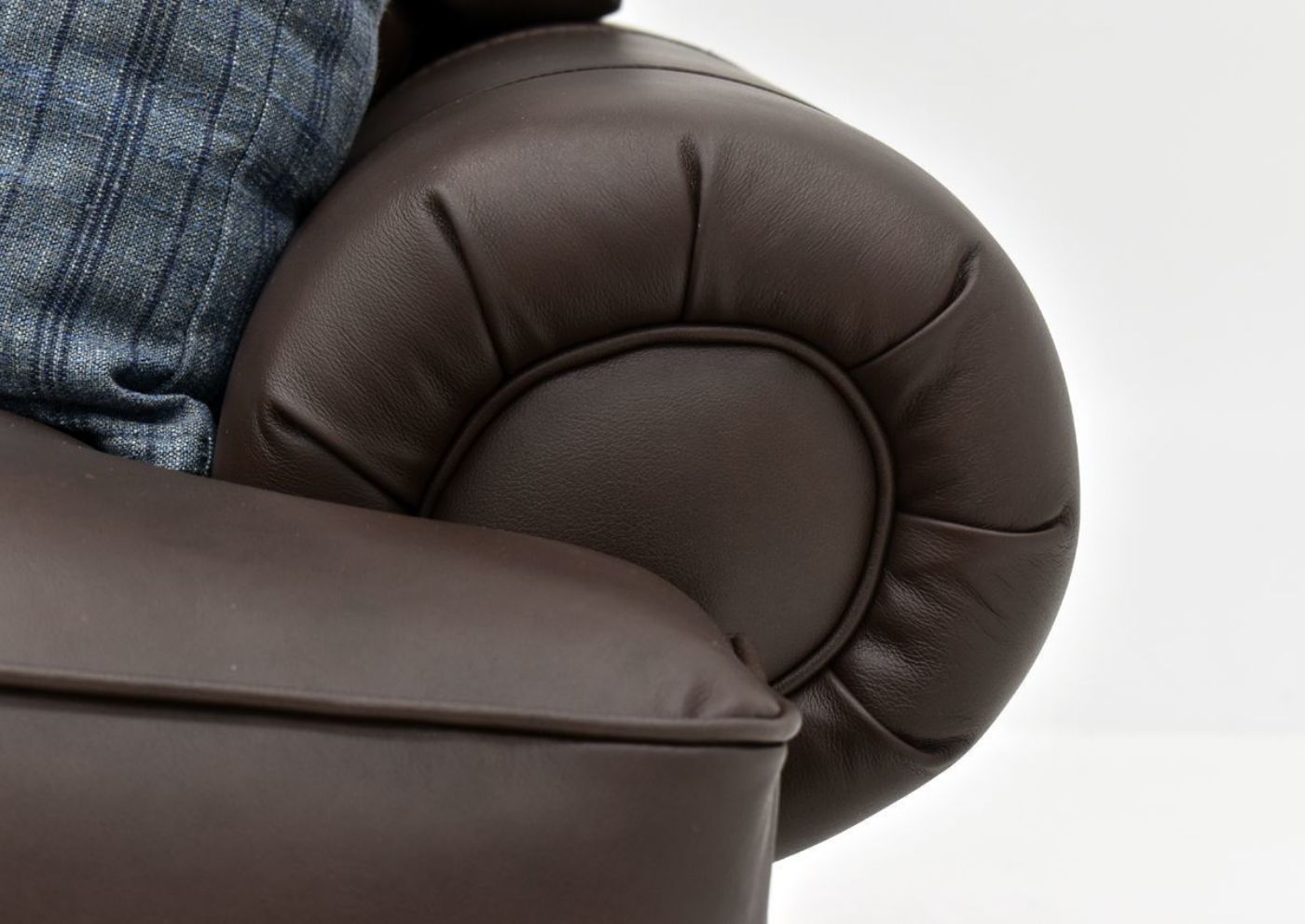 Brown Leather Monaco Loveseat by Franklin Furniture Close Up of Arms Details | Home Furniture Plus Bedding