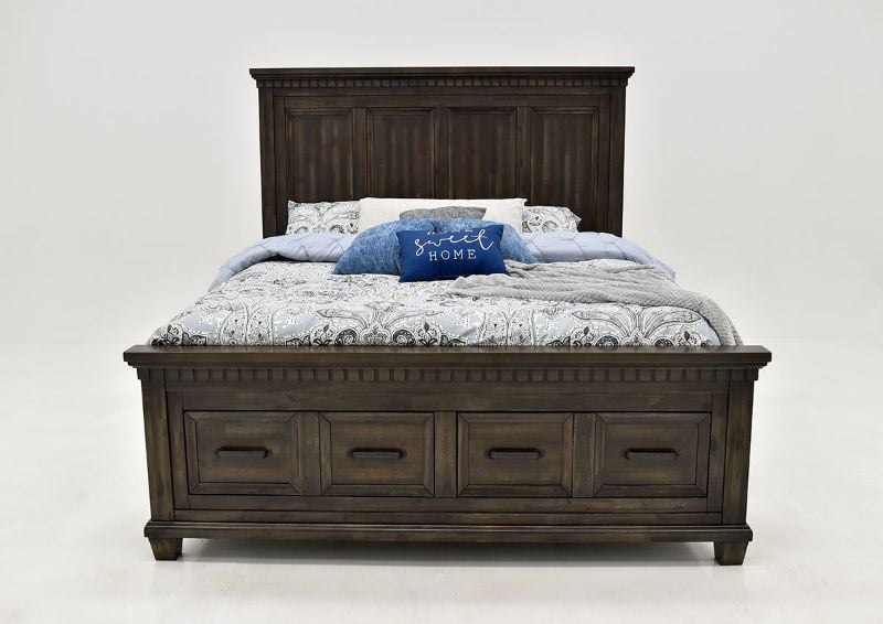 Dark Brown McCabe King Size Storage Bed by Elements Showing the Front View | Home Furniture Plus Bedding