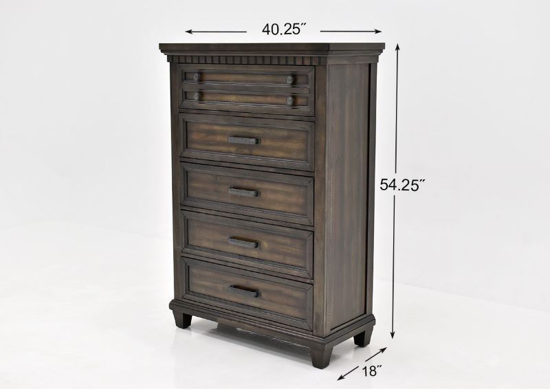 Dark Brown McCabe Chest of Drawers by Elements International Furniture Showing the Dimensions | Home Furniture Plus Bedding