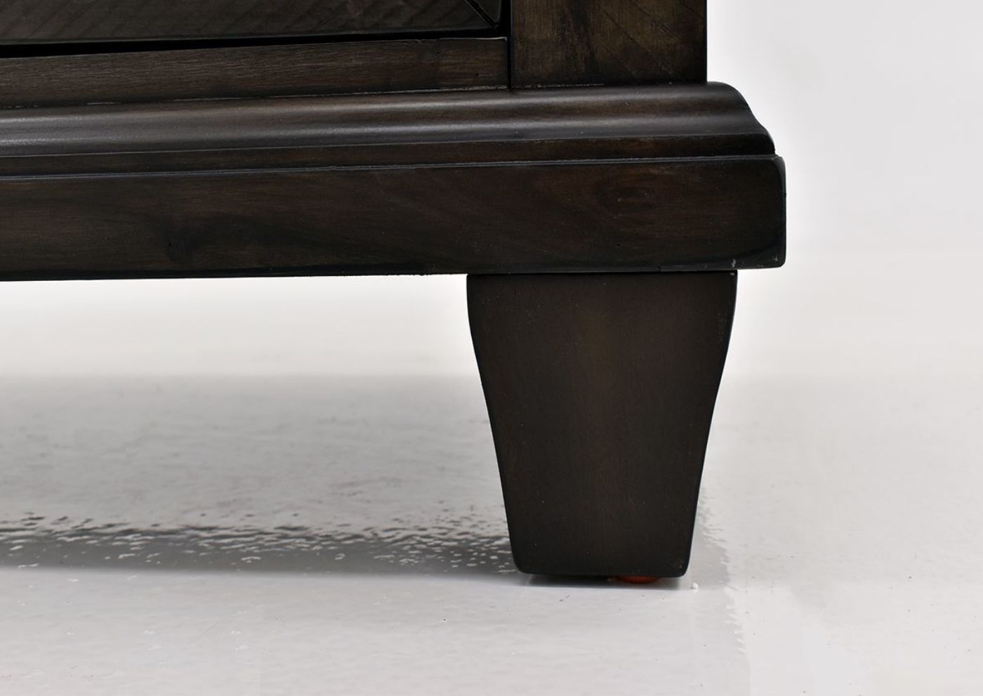 Dark Brown McCabe Chest of Drawers by Elements International Furniture Showing the Foot Details | Home Furniture Plus Bedding