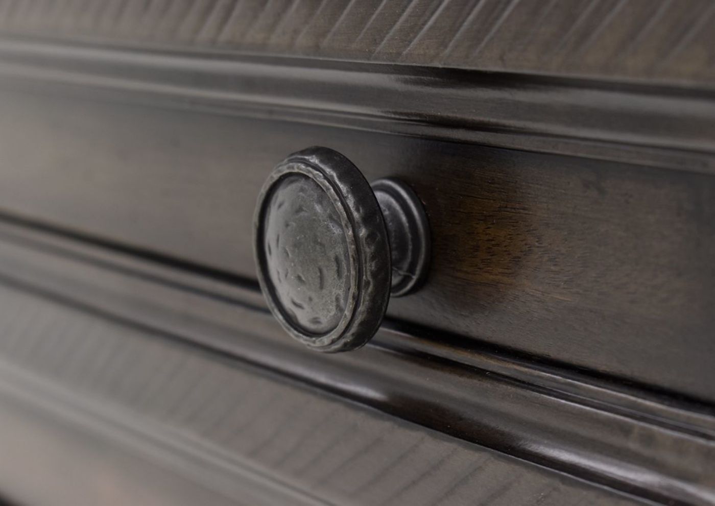 Dark Brown McCabe Chest of Drawers by Elements International Furniture Showing the Metal Drawer Pull | Home Furniture Plus Bedding