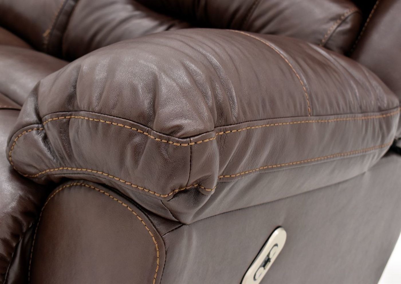 Bellamy POWER Reclining Leather Sofa by Franklin Furniture, Showing the Pillow Arm Detail, Made in the USA | Home Furniture Plus Bedding
